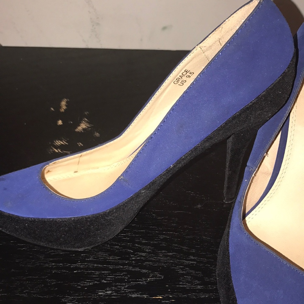 Blue/black suede pumps - Picture 4 of 7